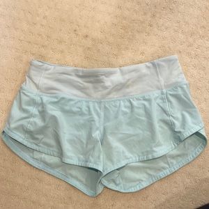 hydra blue lululemon speed up shorts, 2.5 inseam, size 2